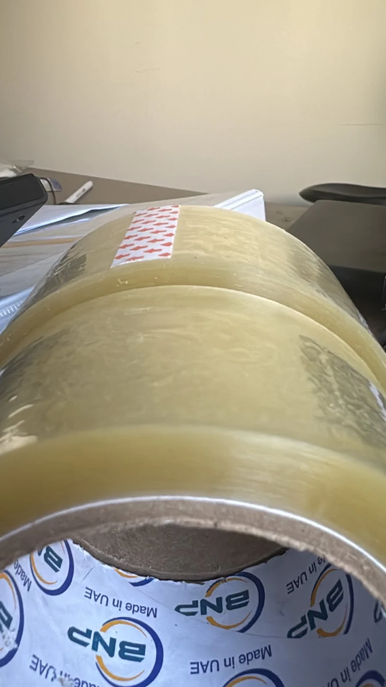 Large clear tape rolls at Basma Nour