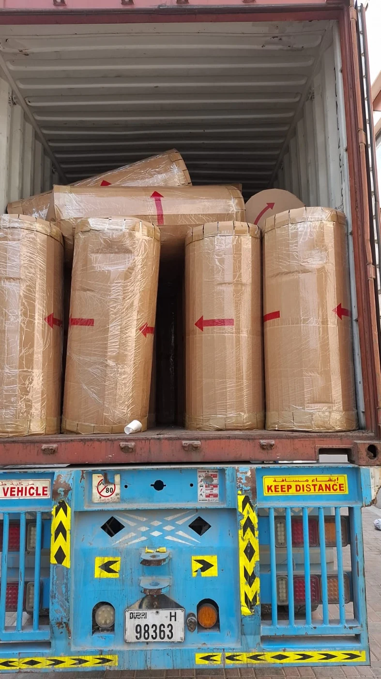 Tape rolls loaded for transport